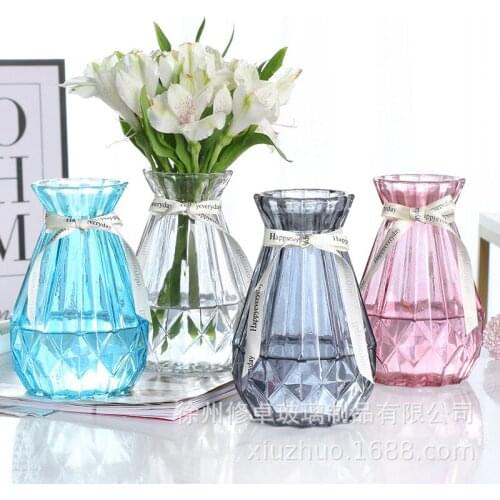 Creative transparent European color home glass vase green dill hydroponic rich bamboo dried flower