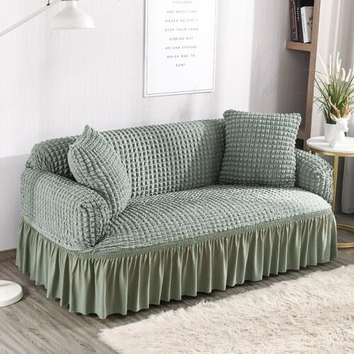 Fashion Bubble Yarn Skirt Stretch Couch Covers for Sofas Non-slip Sectional L Shaped Sofa Cover 1/2/3/4-Seater Universal