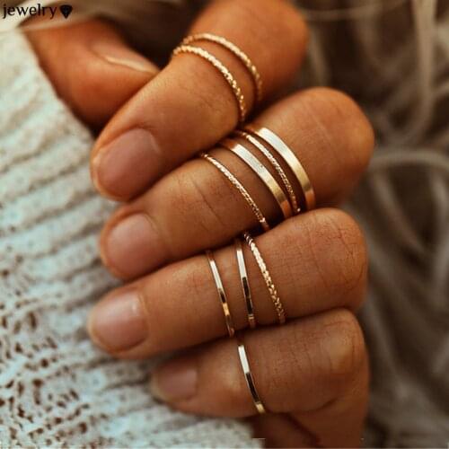 Bohemian Vintage Gold Color Turkish Eye Ring Set Ethnic Mixed Midi Knuckle Rings for Women Anillos Mujer 6PCS/Set