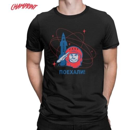 Yuri Gagarin Men T Shirt USSR Cosmonaut Soviet Union Astronaut CCCP Tee Shirt Round Neck T-Shirt 100% Cotton Classic Clothing