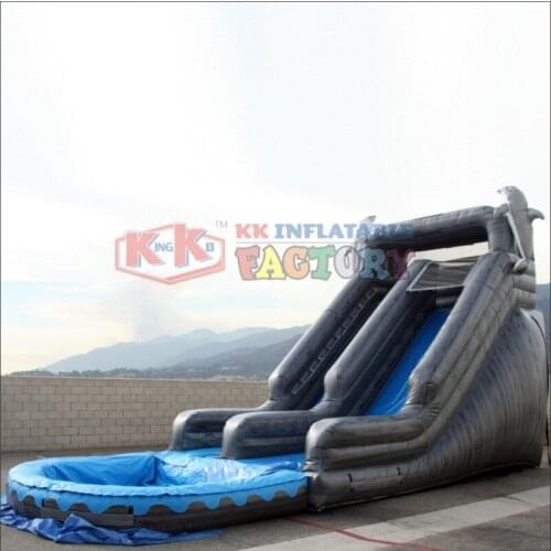 Grey Marble Inflatable Water Slide , Inflated Pool with Drains