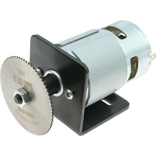 24V Motor Table Saw Tool with Ball Bearing Mounting Bracket and 60mm Saw Blade for Woodworking Cutting, Polishing and Engraving