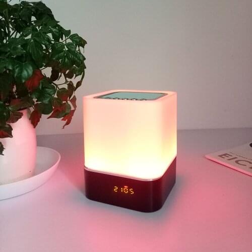 Night Light Speaker Digital Alarm Clock Table Lamp with Adjustment BT/ USB Flash Disk/ TF Support Multicolor for Night light