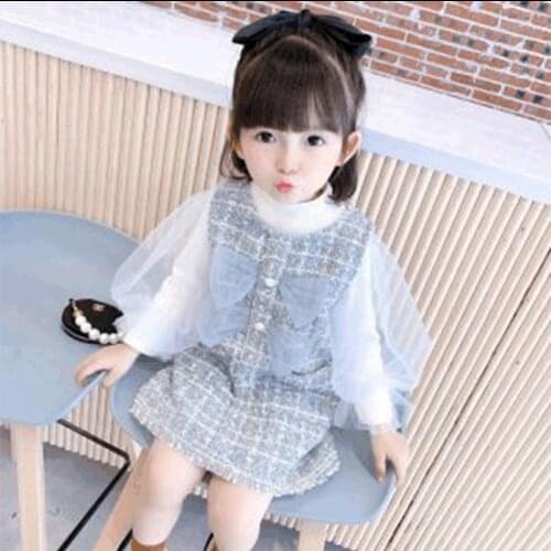 2021 New Girl Suit Girls Dress Suit Girl Baby Puff Sleeve Short Skirt Two-piece Suit