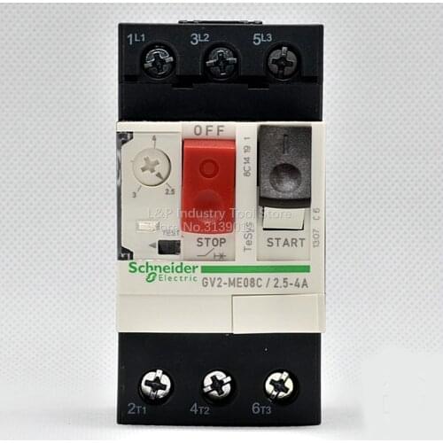 New Original Schneider GV2-ME08C Motor Protection Circuit Breaker GV2ME08C 2.5-4A Push Button 3P Thermal Magnetic Type