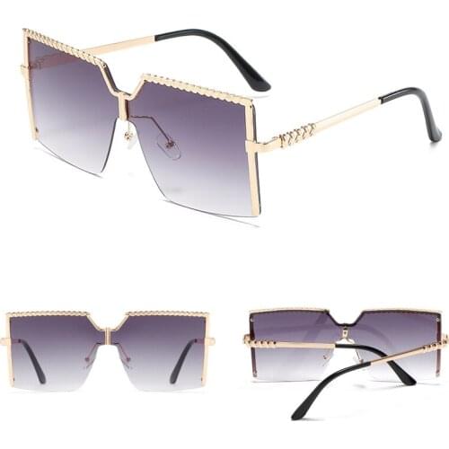 New sunglasses fashion rimless one-piece sunglasses women dazzling color gradient sunglasses men street driving glasses
