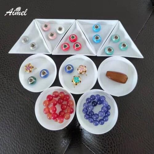 Wholesale Manicure Tool DIY Accessory Tray Triangle Nail Art Tray Rhinestone Crystal Sorting Storage Plate Ring Box 10Pcs /5Pcs