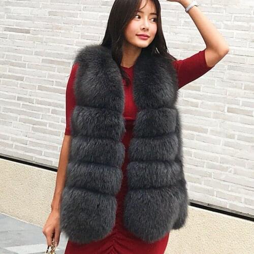Autumn Winter Fashion Warm Real Fox Fur Vest Coats Women Clothes Sleeveless Slim Vests Jacket Manteau Femme Hiver ZL599