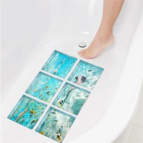 Underwater World Bathtub Stickers For Bathroom Shower Room 3D Fashion Decor Wallpaper Self-adhesive Anti-slip Waterproof Decal