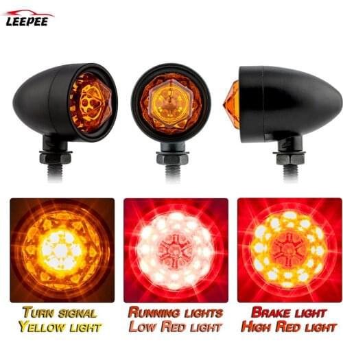 Indicator Lamp Light Universal 1 Pair Retro Bullet Diamond Black Motorcycle Turn Signal LED Blinker Light