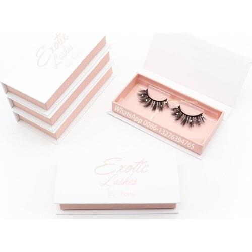 Simple Design Baby Pink Eyelash Cases Wholesale Rhinestone Eyelashes With Box Custom Lashbox Packaging With Logo Free Lash Tray