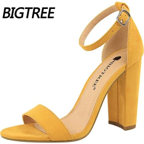 Plus Size 41 42 43 Women Shoes Peep Toe High Heels Fashion Heeled Sandals Block Heel Summer Sandals For Women 2021BIGTREE SHOES