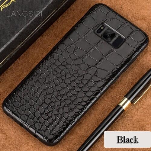 Luxury phone case For Samsung Galaxy S8 Plus Real Calf leather Back Cover Case/crocodile texture Leather Case