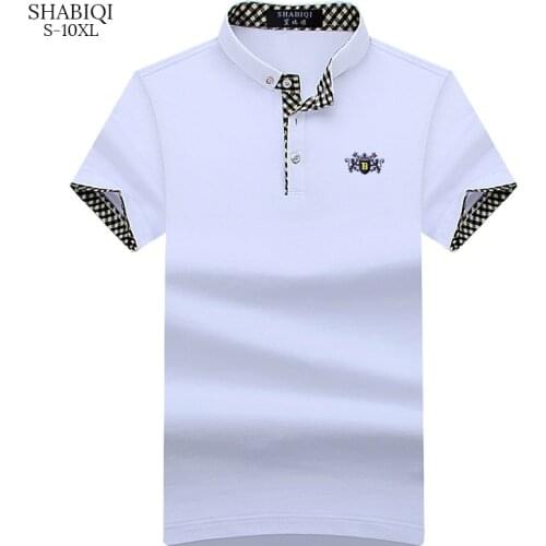 SHABIQI New Brand Polo Shirt Men Embroidery POLO Shirts Cotton Short Sleeve Shirt Polo Casual Stand Collar Male Polos Mens 5XL