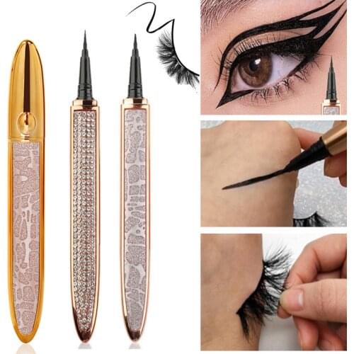 Self Adhesive EyeLiner Pencil Magic Quick-drying Diamond Eyelash Black Coffee Eyeliner Pen Eyelash No Glue Waterproof Makeup