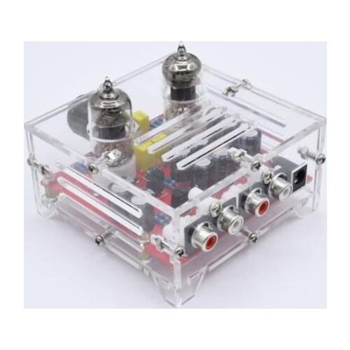 Fever 6J1 Tube Amplifier Preamp Board Hifi Dual Channel Class A Volume Control Tone Preamplifier Board With Crystal Case