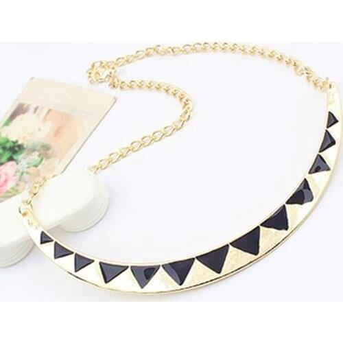 New selling exaggeration moon necklace fashion half moon pendant with dripping oil black triangle jewelry bijoux gifts wholesale