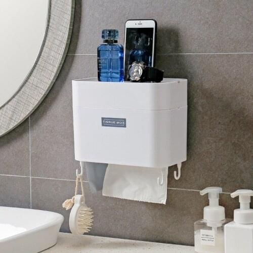 Waterproof Wall Mount Toilet Paper Holder Shelf for Toilet Paper Tray Roll Paper Towel Holder Case Tube Storage Box Tray 1pcs