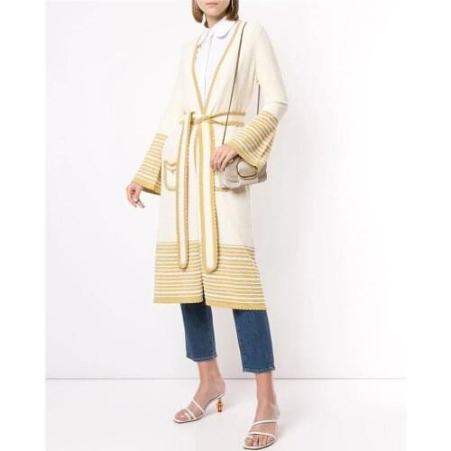 High Quality Celebrity Women Coats Jacquard Cardigan Capes & Ponchos Fashion Female Outerwear Bandage Coat