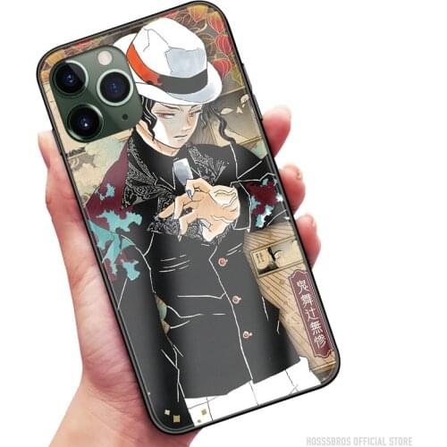 Muzan Kibutsuji Anime Soft Silicone Tempered Glass for IPhone SE 6 6s 7 8 Plus X XR XS 11 12 Mini Pro Max Phone Case Cover Shell