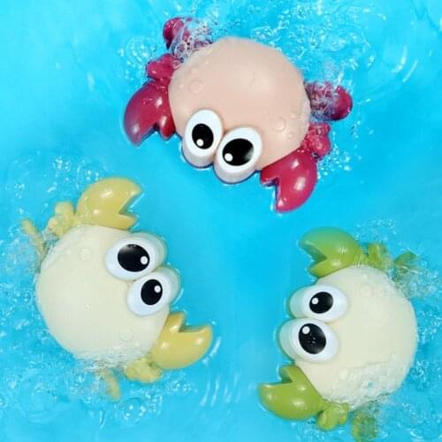2Pcs Manual Funny Cute Wind Up Clockwork Floating Crab Baby Bath Toy Bathroom Water Play Interactive Game