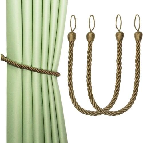 2PCS Curtain Tiebacks Window Drapery Ropes Holdbacks Home Curtain Holder Curtain Decorative Accessories Buckles Tie Rope Weaving