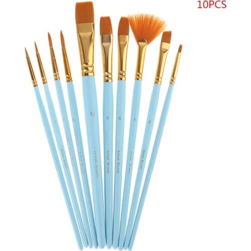 10Pcs Paint Brushes Set Nylon Hair Painting Brush Oil Acrylic Watercolor Pen Professional Art Supplies