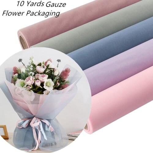 10Yards/lot Gauze Flower Packaging DIY Decorative 11M Lace Bouquet Craft Paper Gift Packaging Mesh Flowers Wrapping Paper