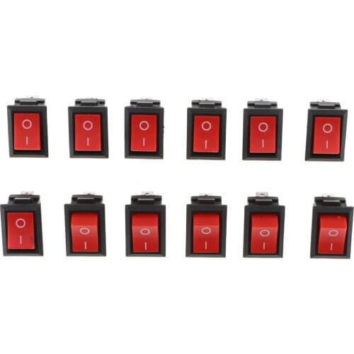 12 Pieces SPST 2PIN ON/OFF Boat Rocker Switch 6A/250V Car Dashboard Truck