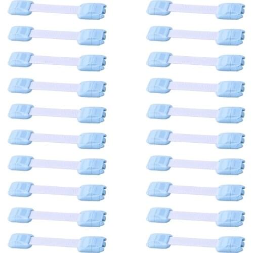 Q1FE 20 Pcs Children Safety Cabinet Locks Soft Strap Drawer Locks for Door Cupboards