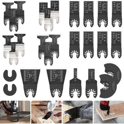 28/33 PCS Pack Multi-Function Saw Blade Accessories Oscillating MultiTool Saw Blades for Renovator Power Wood Cutting Tool Bits