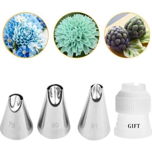 4PCS #79 #80 #81Pastry Tools Stainless Steel Piping Icing Nozzle Cupcake Head Dessert Decorators Cupcake Tips Baking Accessories