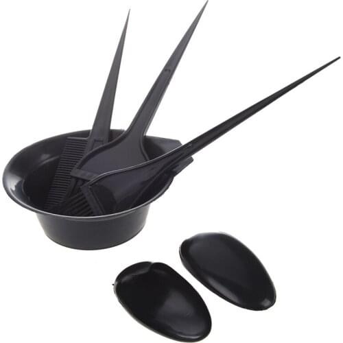 5Pcs Hairdressing Brushes Bowl Combo Salon Hair Color Dye Tint Tool Set Hair Coloring Kit Black