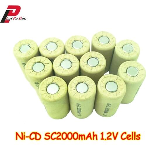 1.2V Sub C SC2000mAh NI-CD 10A 10C Battery Cells For Electric Screwdrivers Drills Power Tools For BOSCH For Hitachi For Makita