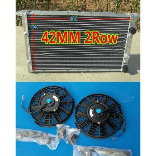 1994-1998 2Row 42MM ALUMINUM RACING RADIATOR FOR VW Volkswagen Golf Mk3 MK III GTI MT 2.8L VR6 + FAN 94 95 96 97 98