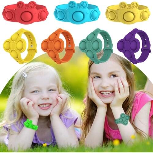 Anti Stress Wrist Bracelet Soft Silicone Kids Children Bracelet Sensory Fidget Bubble POP Wrist Toys Game Reliever For Kid Gift