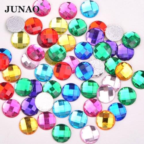 JUNAO 100pcs 10mm Mix Color Hot Fix Acrylic Rhinestone Applique Iron On Transfer Crystal Stones Flatback Hotfix Strass Crafts