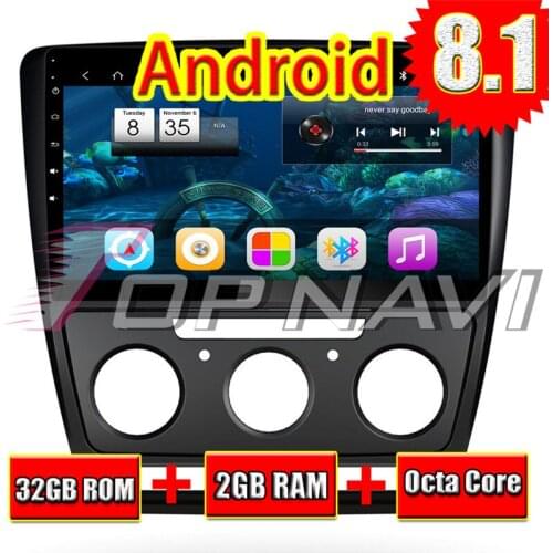 Car Media Center for Skoda Octavia 2007 2008 2009 2010 2011 2012 2013 GPS Navigation Android 8.1 Topnavi No DVD 10.1'' Octa Core