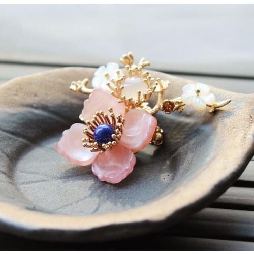 Original Design Brooch Pins Pink Flower Brooches Pin Chinese Style Girls Brooch Broche Vintage Brooches For Women