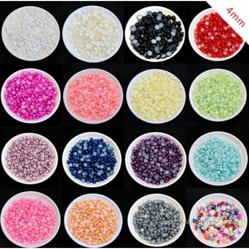 500/10000p 4mm no hole half Round flatback ABS imitation pearl Scrapbook Nail Art Pearl Beads Flat Back for Craft
