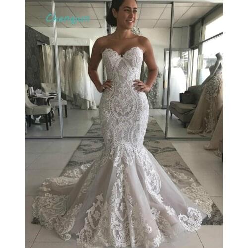 Chengjun New Arrivals Sweetheart Lace Appliques Luxury Mermaid Wedding Dresses