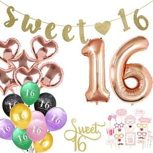 Sweet 16 Birthday Party Decoration Balloon Sweet 16 Party Desktop Decoration Photo Props Supplies WQ03