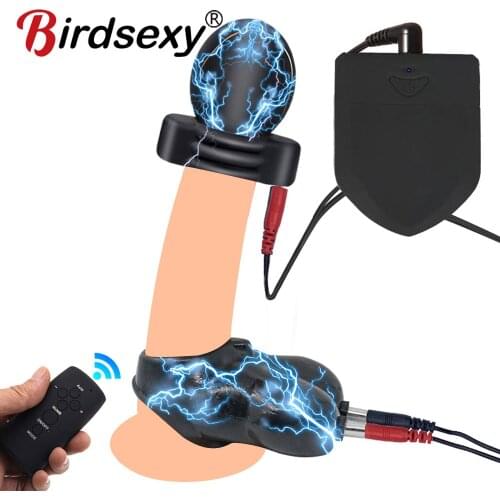 Penis Electro Stimulator Glans Vibrator Male Masturbation Electric Shock Therapy Penis Massage Delay Training Medical Sex Toys