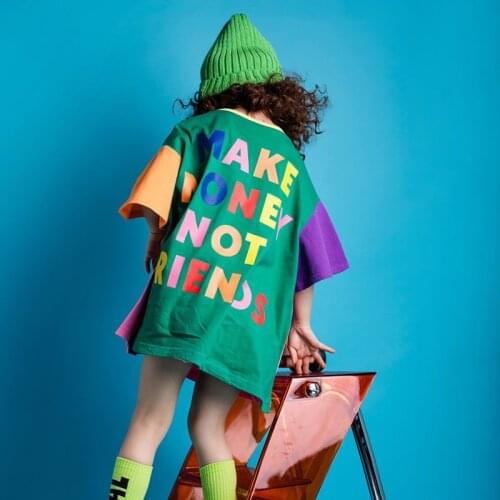 Girls mid-length T-shirt short-sleeved 2020 summer new childrens loose primary school clothes tops