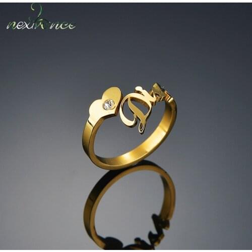 Rings New Custom Adjustable Stainless Steel Personalized Name Heart Pearl Stone Date Womens ring Couple rings Jewelry Gift