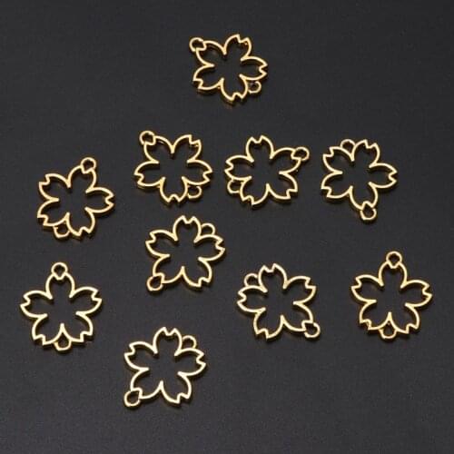 10Pcs Cherry Flower Resin Metal Frames Bracelet Connectors Resin Jewelry Making