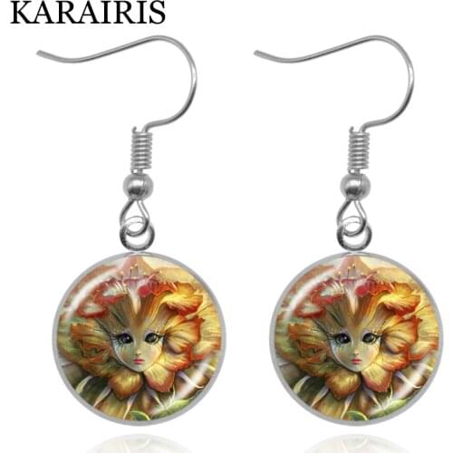 KARAIRIS Cute Beautiful Flower Fairy Drop Earring Trendy Handmade Glass Dome Lovely Girls Women Fairy Earrings Fashion Jewelry