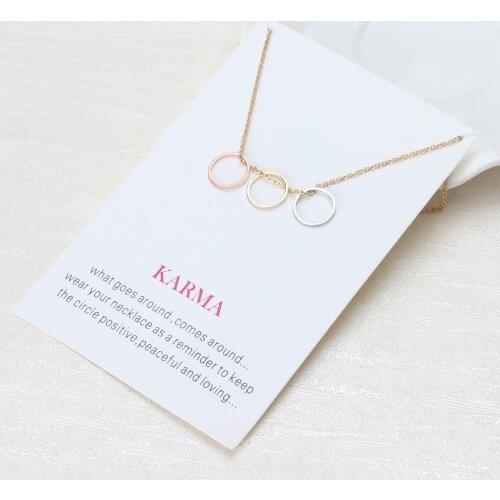 Fashion Minimalist Karma Charms Links Chains Choker Collier Necklaces Pendants Women Statement Wish Card Jewelry