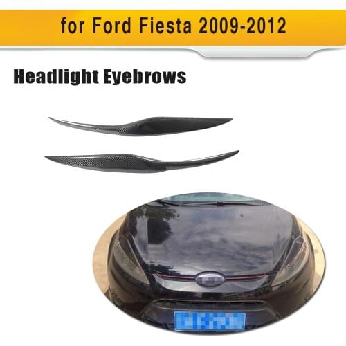 Dry Real Carbon Fiber Headlight Lamp Eyelids Eyebrows for Ford Fiesta Accessories 2009 - 2012 Sticker Trim Dry Real Carbon Fiber