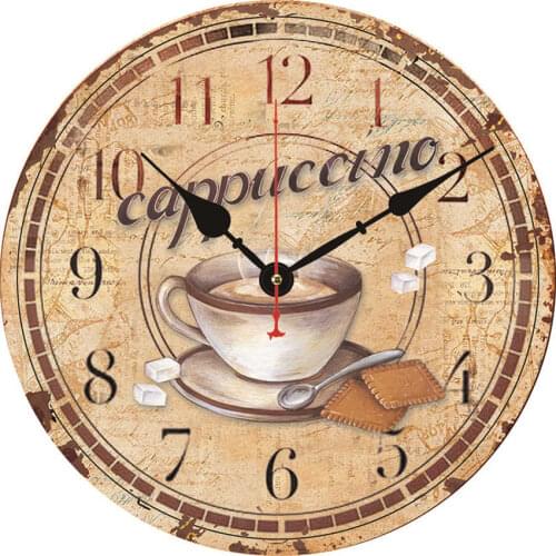 Shop Cafee Bar Wall Watch,Cappuccino Cafee Antique Wall Watch,Kitchen Clocks Large Shabby Retro Home Kitchen Decor Wall Clocks